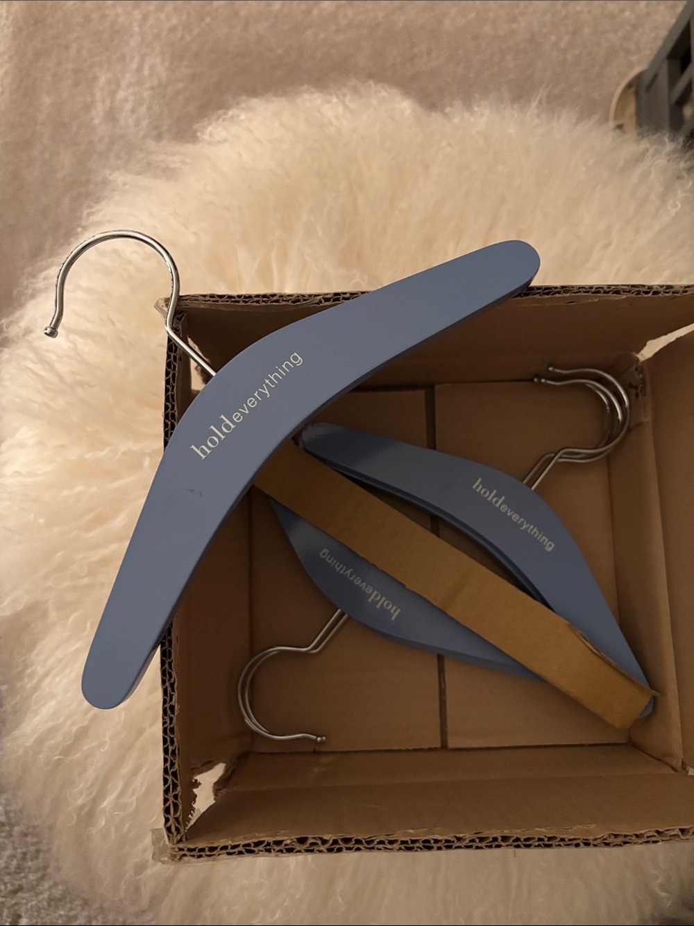 HoldEverything Kids Blue Wooden Shirt Hangers - 6 Hanger Set
